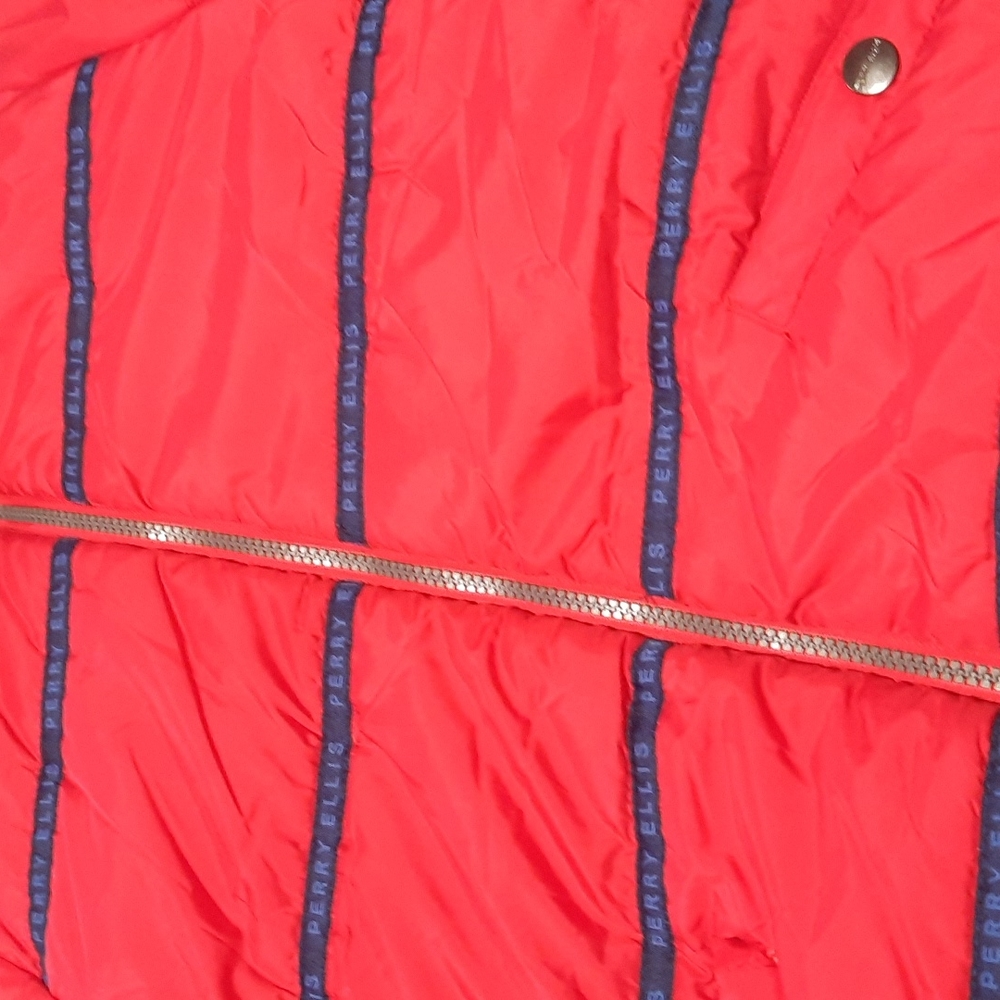 Red Perry Ellis bubble coat with hood - Picture 2 of 4